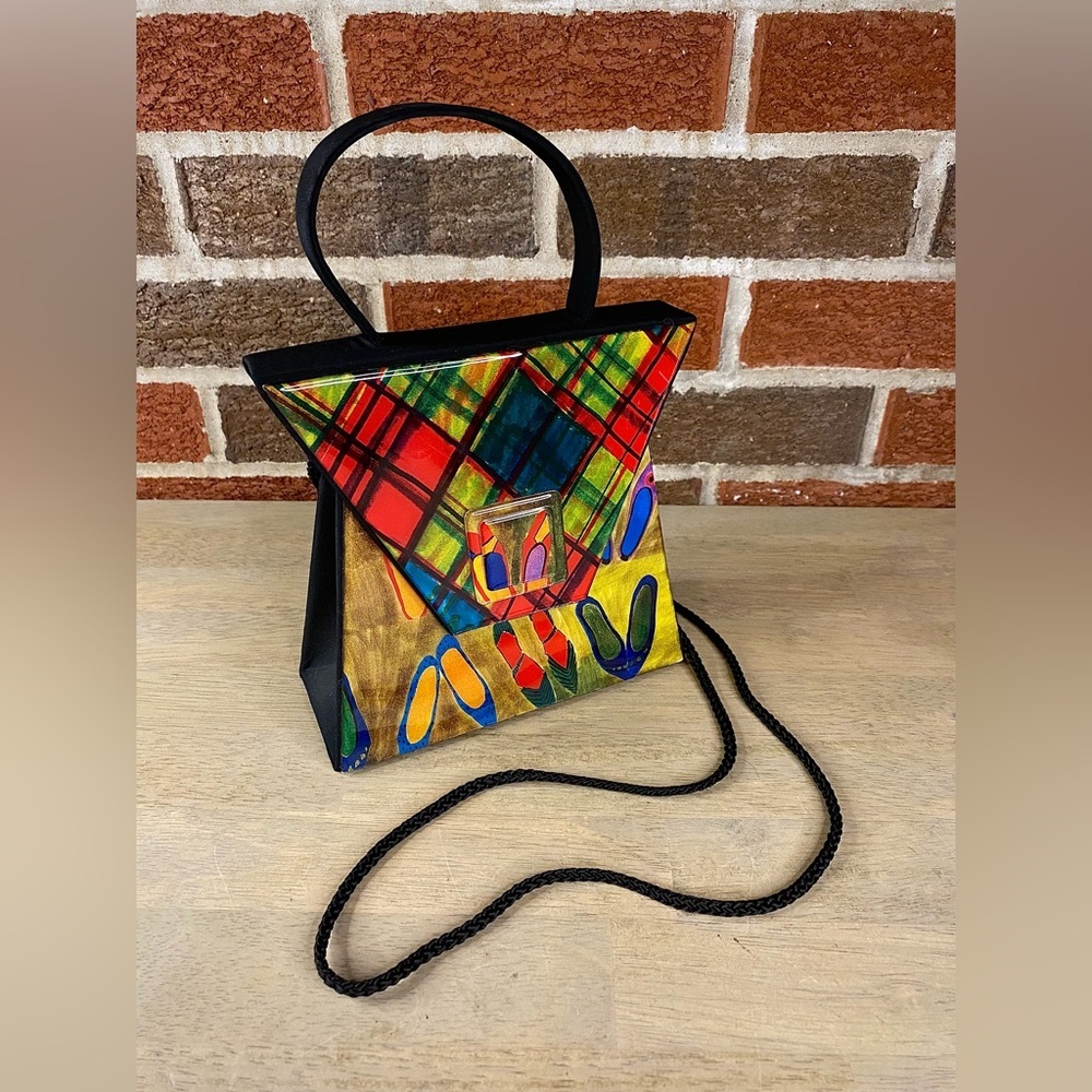 Vintage “SHOES”‎ Angela Frascone Purse Design Bright Beautiful Colors 6.5” x 7”